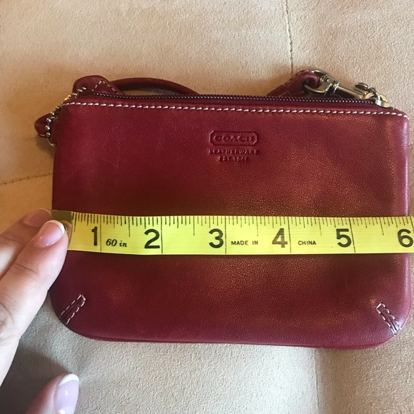 Coach-Red Leather Coin Wristlet - Picture 3 of 7